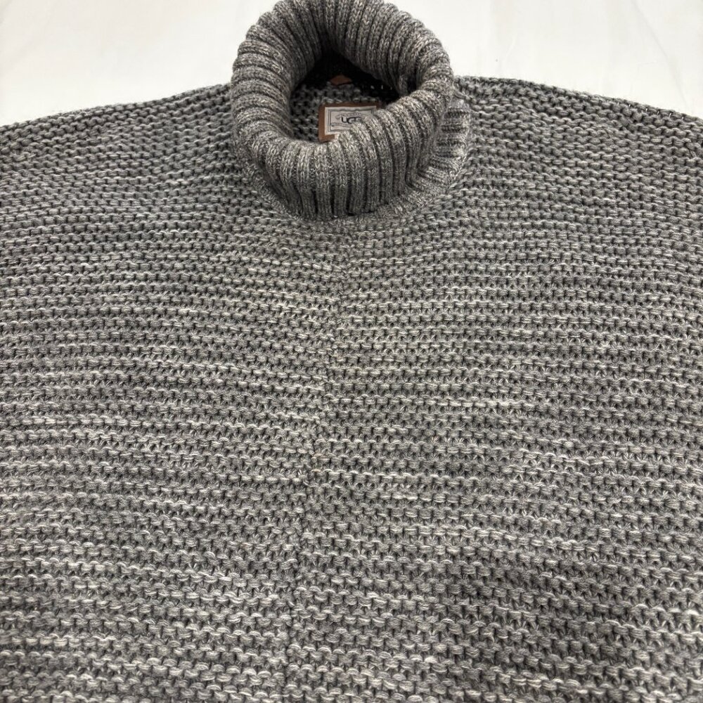 UGG Sweaters I  Ugg Chunky Knit Grey Turtleneck Poncho Sweater (One Size) - Picture 4 of 8